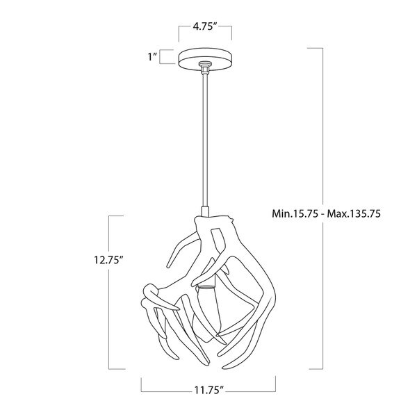 Waylon Antler Pendant Line Drawing